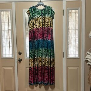 Rainbow leopard maxi dress